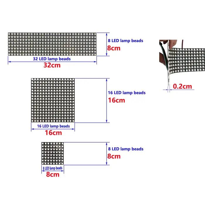 1 ~ 2 pièces WS2812B 8X8 8x32 16x16 Pixel panneau écran matriciel Flexible WS2812 IC RGB 5050 SMD Mo