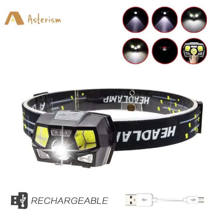Lampe frontale Rechargeable USB lampe de poche 800 Lumens LED lumineuse lampe frontale lumière rouge