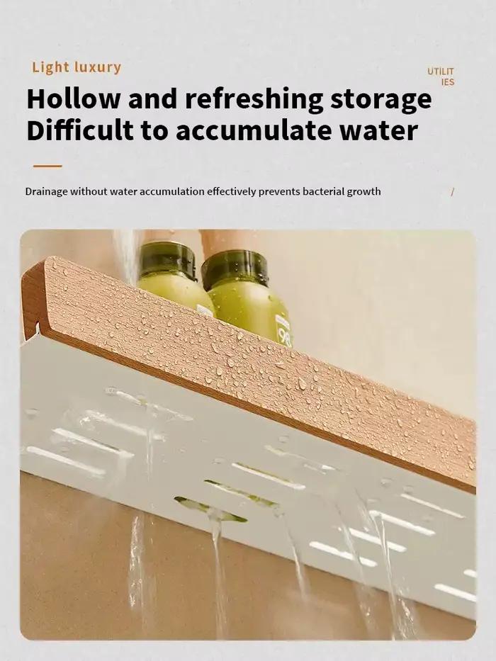 Bois aluminium étanche pour salle de bain étagères shampooing maquillage support de rangement access