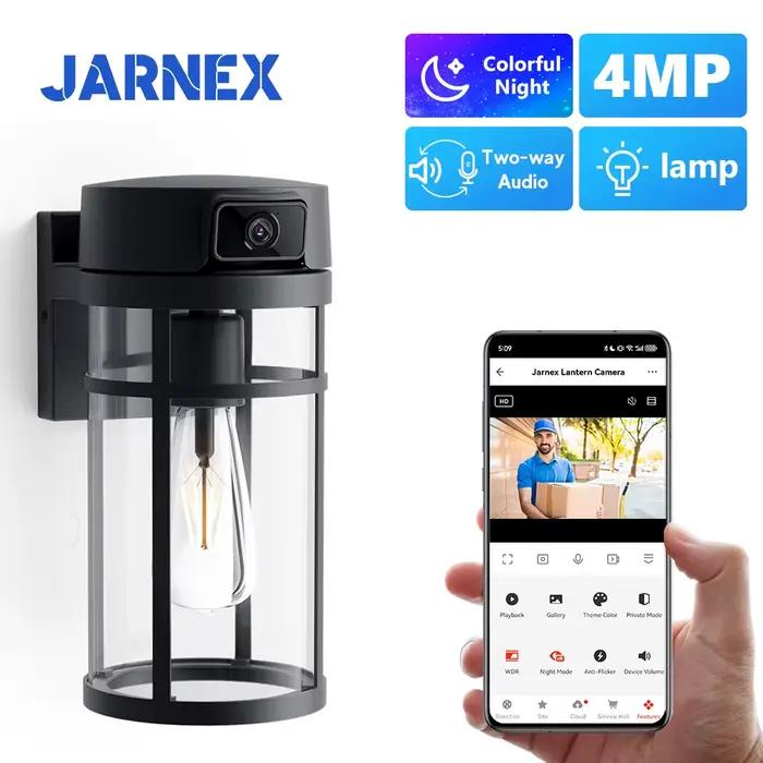 Caméra de sécurité extérieure Jarnex 2K PTZ WiFi avec détection humaine IA, éclairage de cour 4MP, a