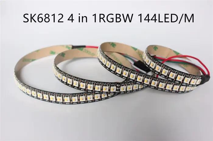 SK6812 RGBW (similaire Ws2812b) 4 en 1 1m/4m/5m 30/60/144 LED/Pixels/M bande adressable individuelle