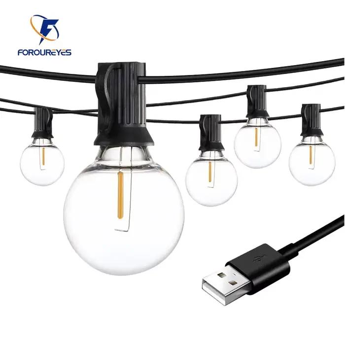 100/50/25ft USB LED lumières 5V 1W G40 ampoule en plastique extérieure étanche tente fée Patio festo