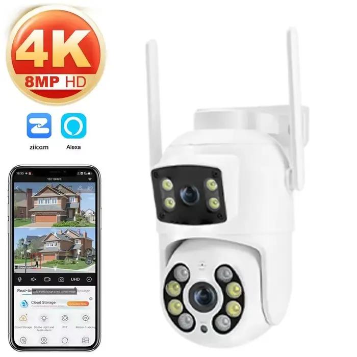 TAITAS-Caméra de surveillance extérieure PTZ IP WiFi 8MP/4K (Ziicam), dispositif de sécurité sans fi