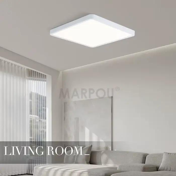 MARPOU 2.4 cm Ultra mince LED plafonnier carré Grain de bois plafonniers pour salon 220 V 110 V LED