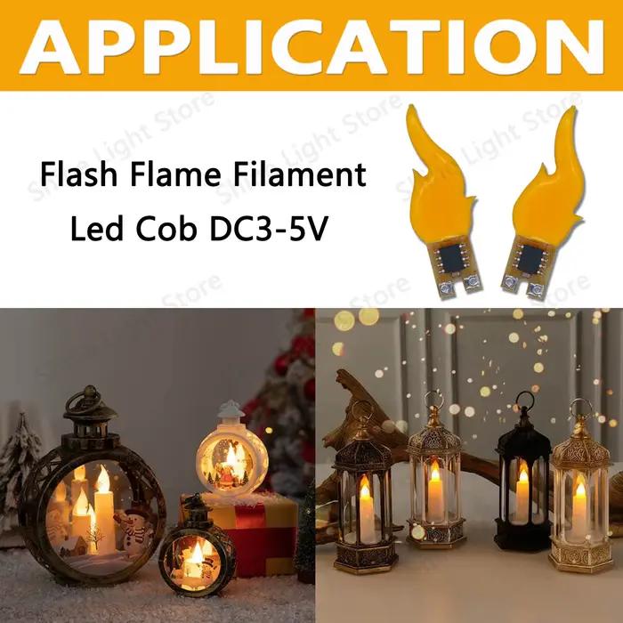LED DC3v 5v bougie flamme lampe cob DC3.7v LED ampoule Diode fête Camping décoration maison ampoule