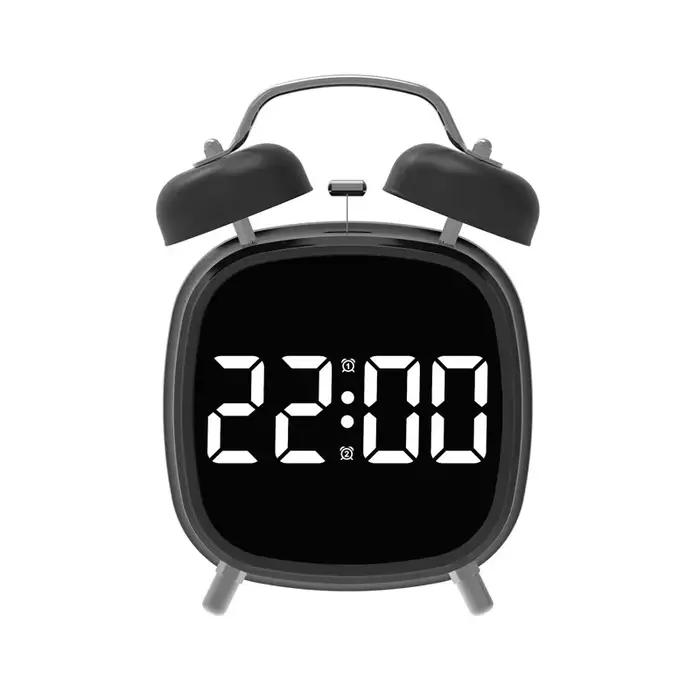 Réveil numérique à commande vocale, Double cloche, Super fort, pour dormir lourd, Mode nuit 12/24H,