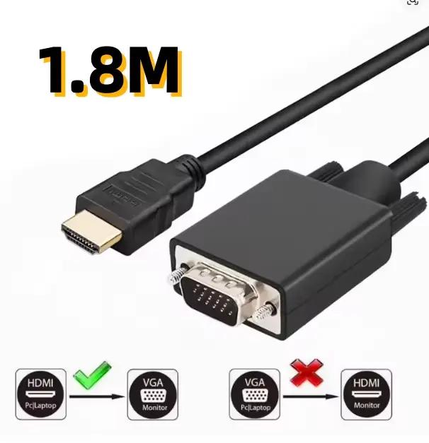 Adaptateur HDMI vers VGA avec audio 1,8 m, convertisseur vidéo Full HD 1080P pour PC, ordinateur por