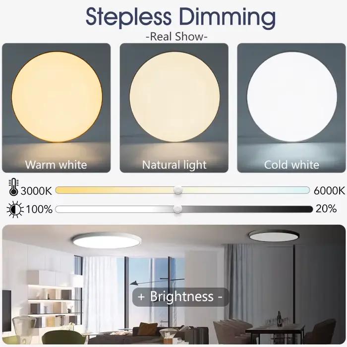 Plafonniers LED intelligents 50W 80W télécommande App Dimmable résistant à la poussière et à l'humid