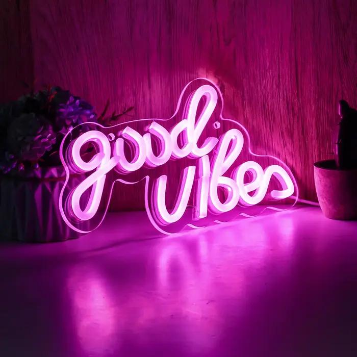 Chi-buy LED néon bonnes vibrations USB alimenté enseignes au néon veilleuse 3D mur Art & salle de je