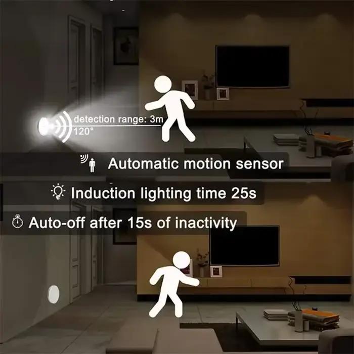 LED détecteur de mouvement veilleuse USB Rechargeable lampe de nuit pour armoires de cuisine armoire
