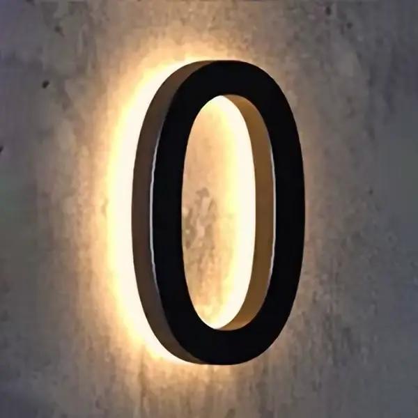 Numéros de maison modernes avec LED rétroéclairée, numéro d'adresse de maison, panneau de numéro de