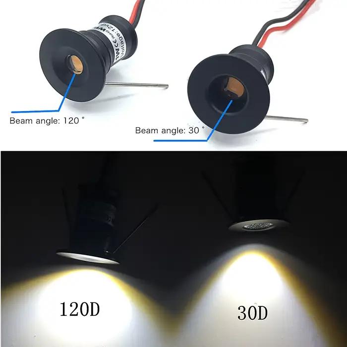 Petit Spot lumineux 1W Mini projecteur LED 12V Dimmable 15mm découpe encastré Downlight IP65 plafonn