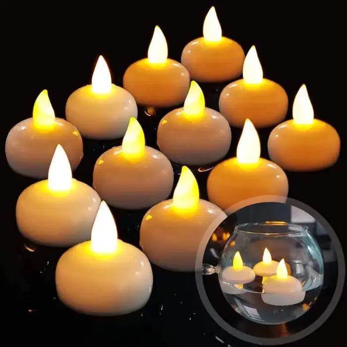 36/12 pièces bougie flottante lampe sans flamme bougie chauffe-plat scintillement électronique LED é