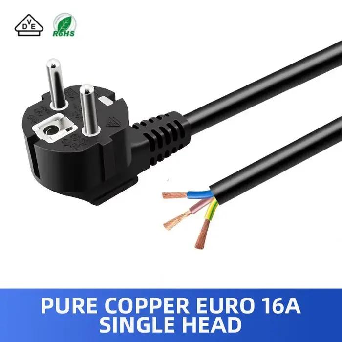 Câble d'alimentation à prise ue de 1.5M, 16a, Standard européen, queue nue, cordon Semi-fini, 3 broc