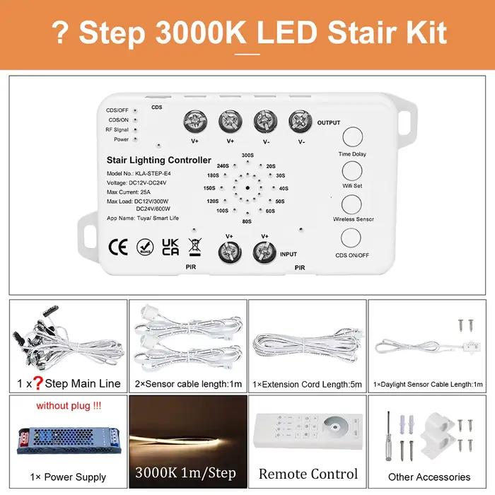 Bande lumineuse LED pour escaliers, WiFi, capteur de mouvement Tuya, éclairage intelligent pour esca