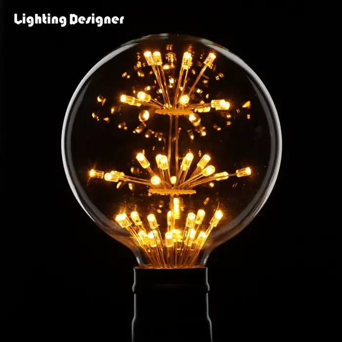 TIANFAN Vintage Led Ampoule enquêter d'Artifice Étoilé Edison Ampoule 3W AC85-265V inda Verre Transp
