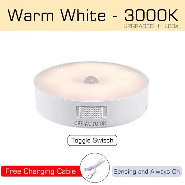 Capteur de mouvement lumière USB Rechargeable veilleuse lampe à LED pour cuisine chambre escaliers c