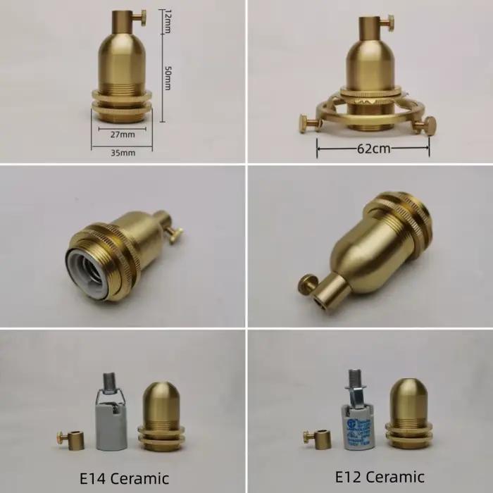 Douille de lampe en laiton spirale E14 E12 rétro, Base de plafonnier, accessoires en céramique tout