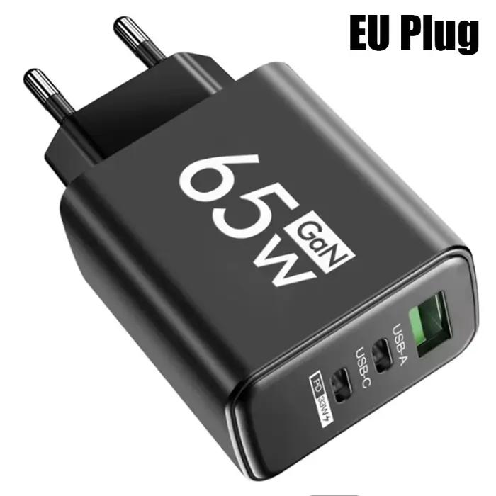 GaN-Chargeur USB Type C à Charge Rapide, 65W, EU KR US PD 3.0, Adaptateur Mural pour iPhone 15, Xiao