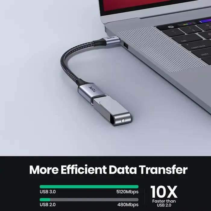 TOPK USB C à USB A Dapter OTG Câble Type C Mâle à USB 3.0 2.0 Femelle Câble pour MacBook Pro Samsung