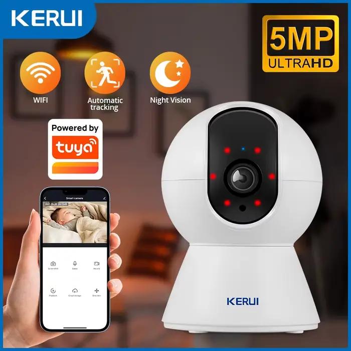 Caméra IP WiFi KERUI 5MP 4K compatible Tuya, caméra de surveillance intelligente sans fil pour la ma