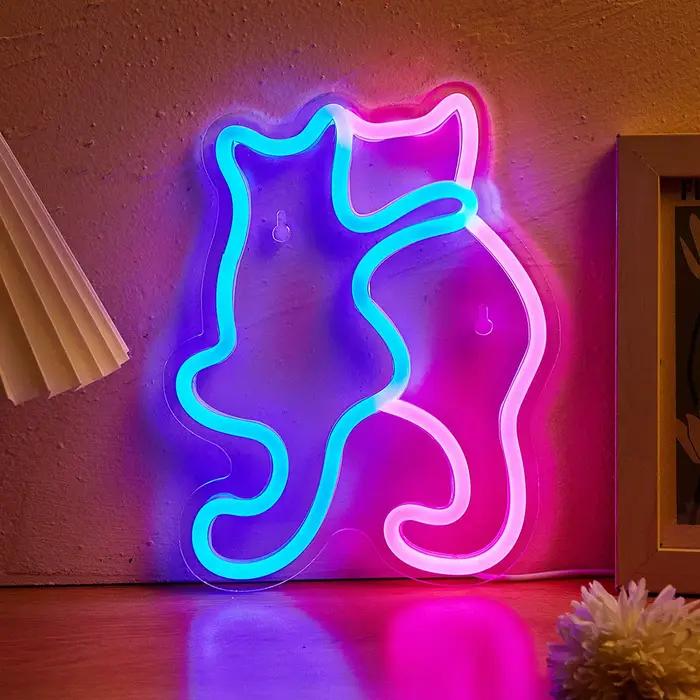 Chi-buy chat LED enseigne au néon USB alimenté enseignes au néon veilleuse 3D mur Art & salle de jeu