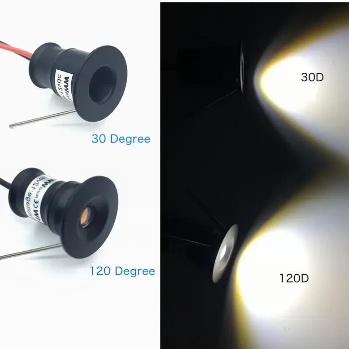 Mini spot LED 1W IP65 12V pour éclairage d'ambiance, idéal pour escaliers, allées, cours, armoires e