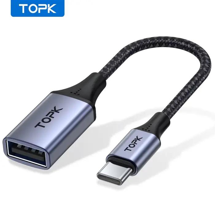 TOPK USB C à USB A Dapter OTG Câble Type C Mâle à USB 3.0 2.0 Femelle Câble pour MacBook Pro Samsung