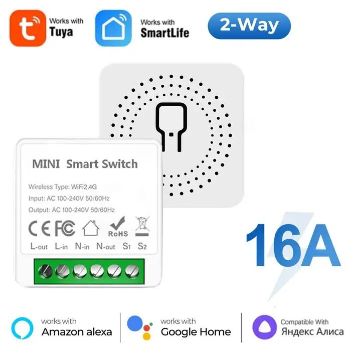 Compatibilité avec l'application Tuya, interrupteur WiFi Mini 16A, application Smart Life, contrôle