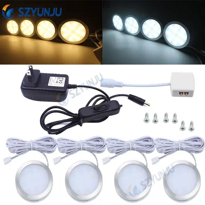 Lumière d'armoire LED 2W avec adaptateur d'alimentation DC 12V, éclairage intérieur pour sous armoir