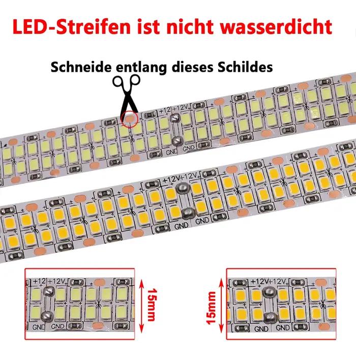 480 LED s/m SMD 2835 bande LED 24 V 12 V 5 M 2400 LED Double rangée bande LED Flexible 1200 LED s 90