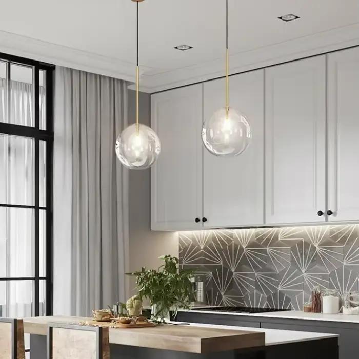 Boule de verre à bulles pendentif éclairage pour chambre chevet cuisine salle à manger salle de bain