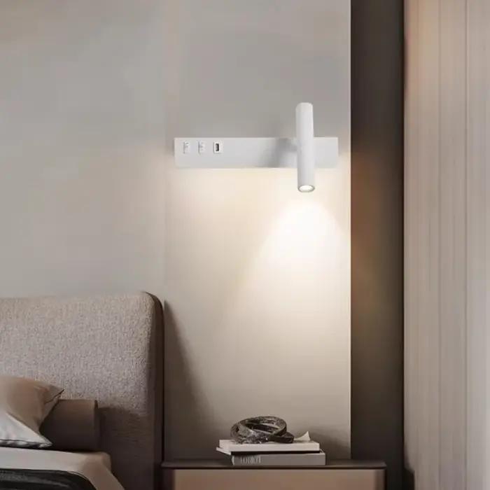 Mur LED lumières avec interrupteur USB rotatif réglable lecture projecteur chambre chevet Foyer coul
