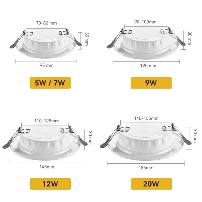 LED Downlight AC 220V encastré LED plafonnier décoration ronde 5W 7W 9W 12W 20W LED Spot vers le bas