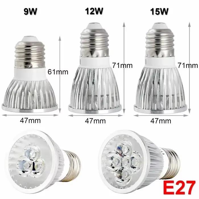 Lampe Led haute puissance MR16 12V GU10 E27 E14 GU5.3 9W 12W 15W, projecteur Cob blanc chaud/blanc f