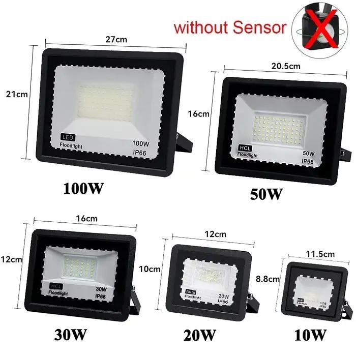 Projecteur LED à détecteur de mouvement 10W 20W 30W 50W 100W IP66 Étanche Allumage/Extinction automa