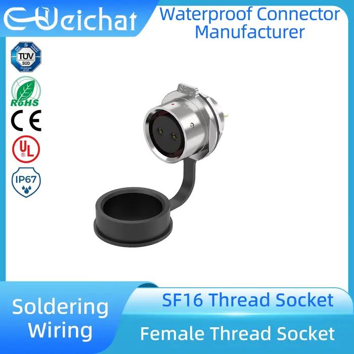 Connecteur Électrique Extérieur Étanche SF16 IP67 Prise + Douille Filetée pour Équipement Industriel