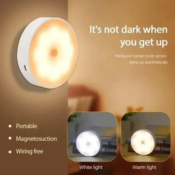 LED détecteur de mouvement veilleuse USB Rechargeable lampe de nuit pour armoires de cuisine armoire