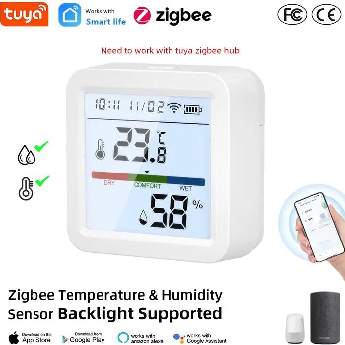 Tuya Zigequation-Capteur de température et d'humidité domestique intelligent, avec écran LCD rétro4.
