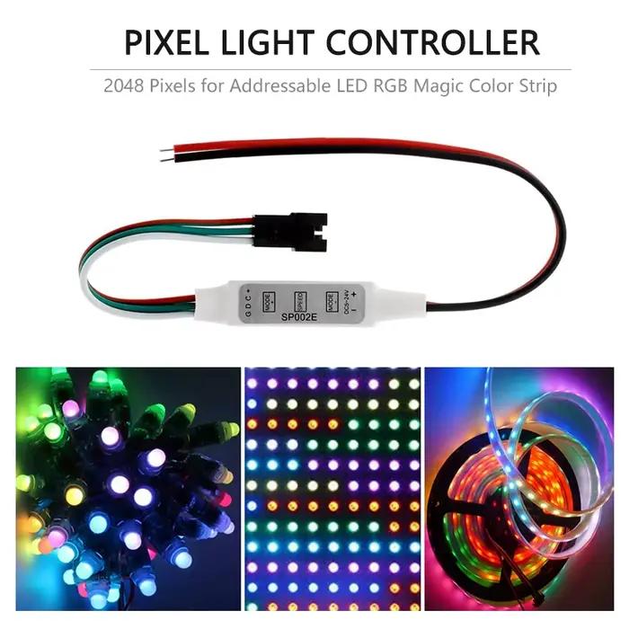 SP002E LED RGB contrôleur 600 Pixels variateur 3 touches DC5-24V USB 5V pour WS2811 WS2812B adressab