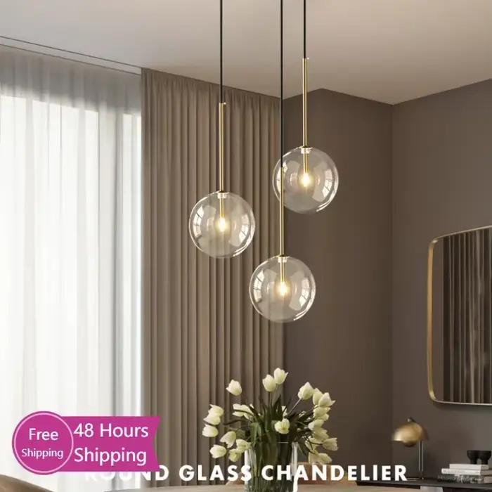 Boule de verre à bulles pendentif éclairage pour chambre chevet cuisine salle à manger salle de bain
