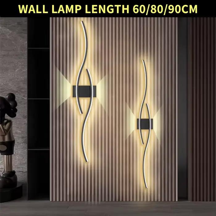 Moderne LED bande applique Double courbe télécommande lumière chevet décor noir or appliques murales