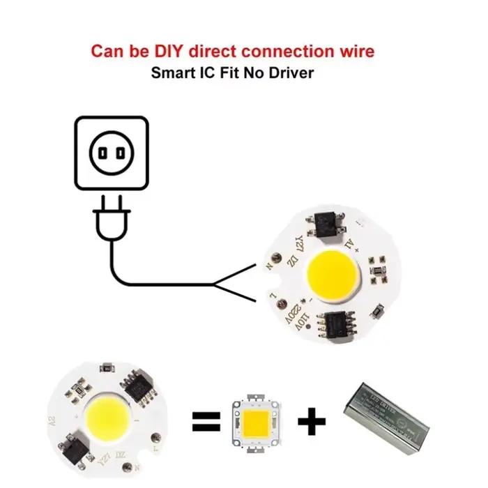 MunLii pas besoin de pilote 220V LED COB puce 3W 5W 7W 10w 12w LED puce lampe intelligente IC LED am
