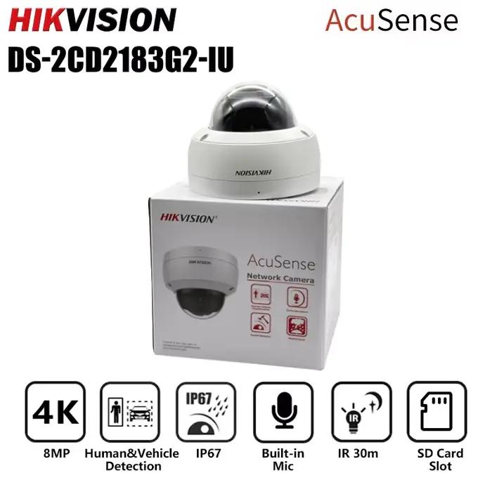 Caméra IP fixe Hikvision 4MP 8MP AcuSense WDR avec micro intégré, fente pour carte SD, IP67 IK10 DS-