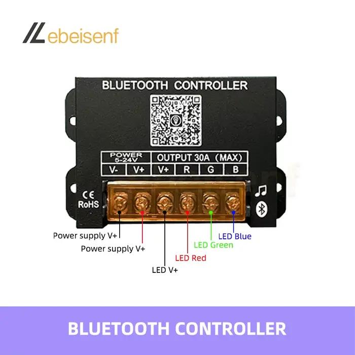 Contrôleur de variateur intelligent Bluetooth RGB DC 5V 12V 24V 30A et télécommande RF sans fil à 29