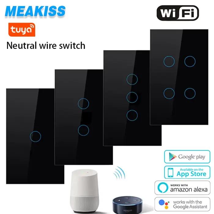 Joli Mural Tactile Sans Fil avec Commande Vocale, Wifi, 110/220V, 2 Voies, Application Smart Life, A