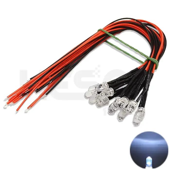 10 pièces 5mm LED 5-12V 20cm pré-câblé blanc rouge vert bleu jaune UV RGB Diode lampe décoration Dio