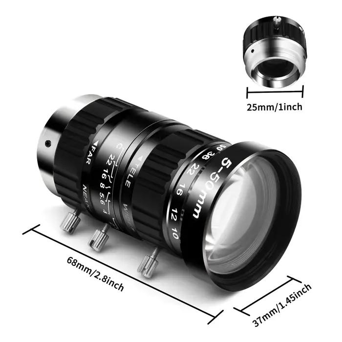 Objectif C/CS Mount 12MP 5-50mm F2.8 Haute Définition pour Caméras USB/IP/POE et Webcams
