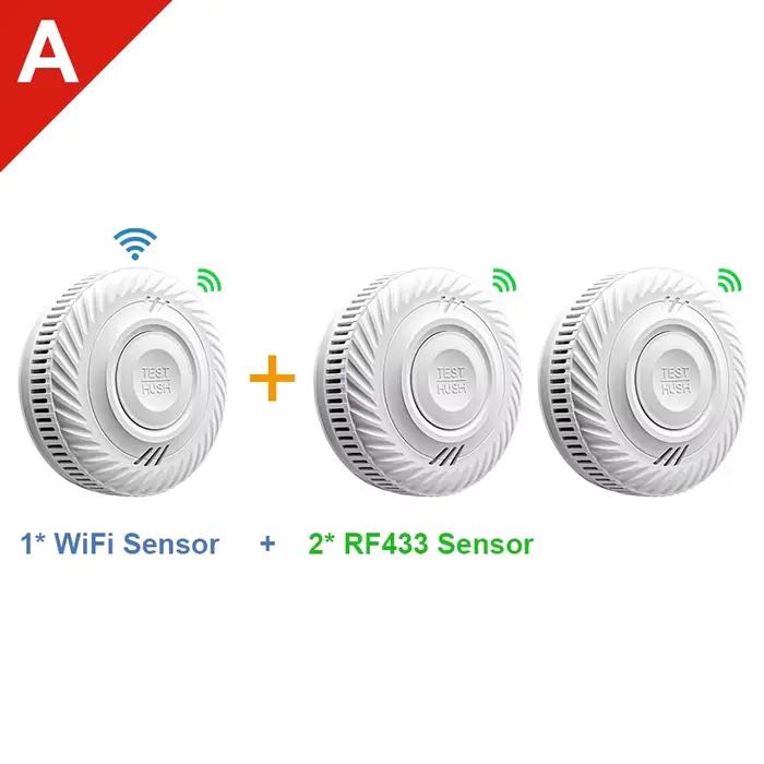 Détecteur de fumée sans fil multi-appareils WiFi Tuya et interconnecté 433 MHz, capteur de fumée, al