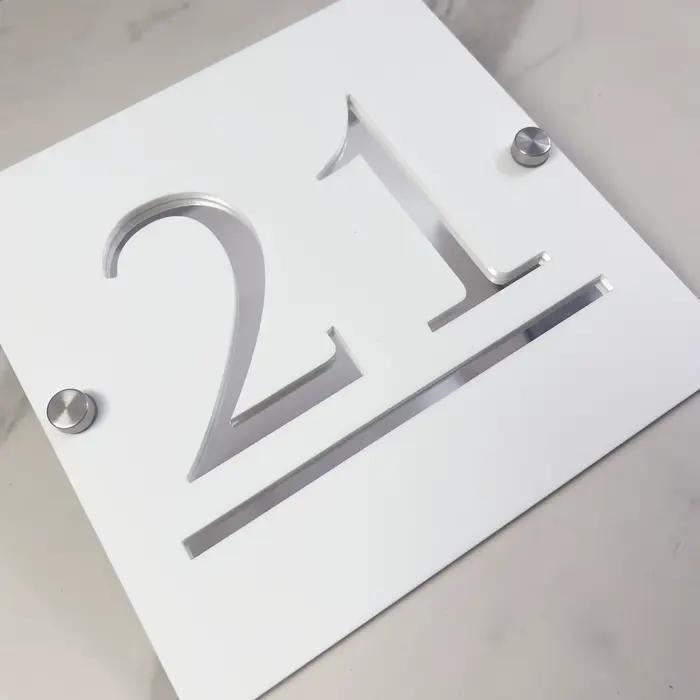 Plaque d'adresse personnalisée en acrylique découpée au Laser, numéro de maison, Plaque d'adresse 3D